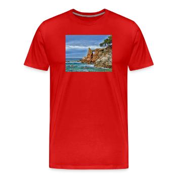 Arche marine près de la falaise - T-shirt bio Premium Homme - rouge - Devant - Damien (186cm)
