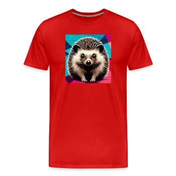 hedgehog - Men's Premium Organic T-Shirt - red - Front - Damien (186cm)