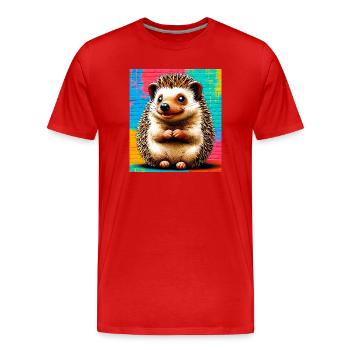 hedgehog - Men's Premium Organic T-Shirt - red - Front - Damien (186cm)