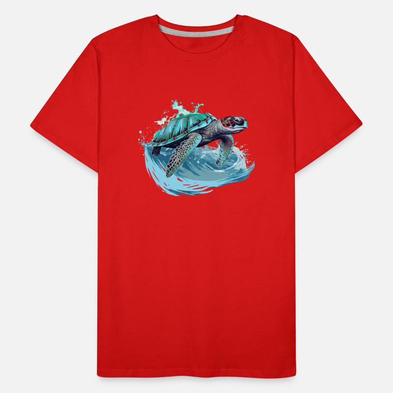 Neon Sea Turtle Wave Dance Men's Premium Organic T-Shirt