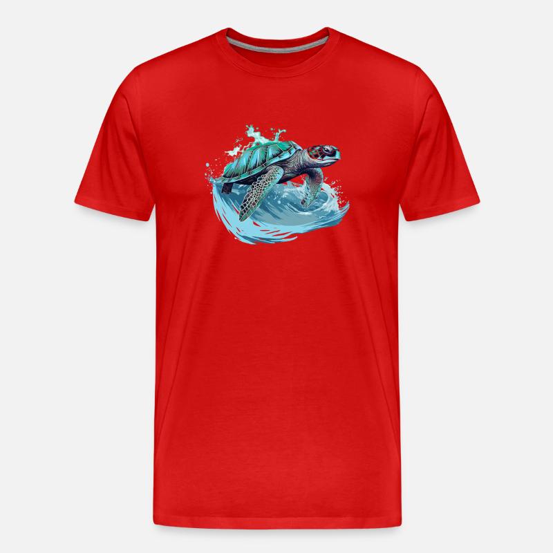 Neon Sea Turtle Wave Dance - Men's Premium Organic T-Shirt - red