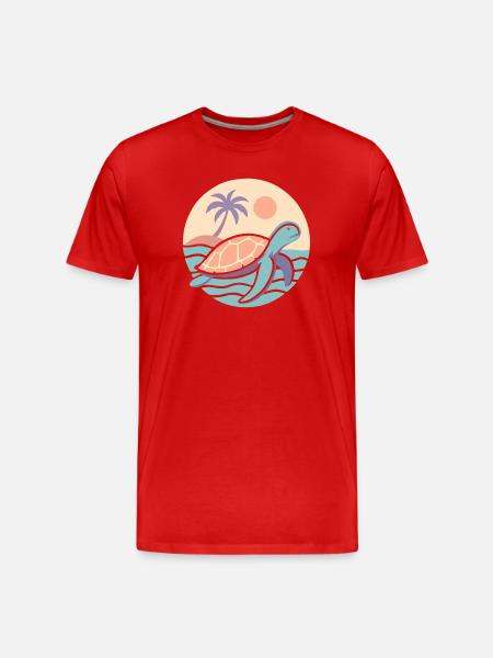 Retro turtle on the beach - Men's Premium Organic T-Shirt - red