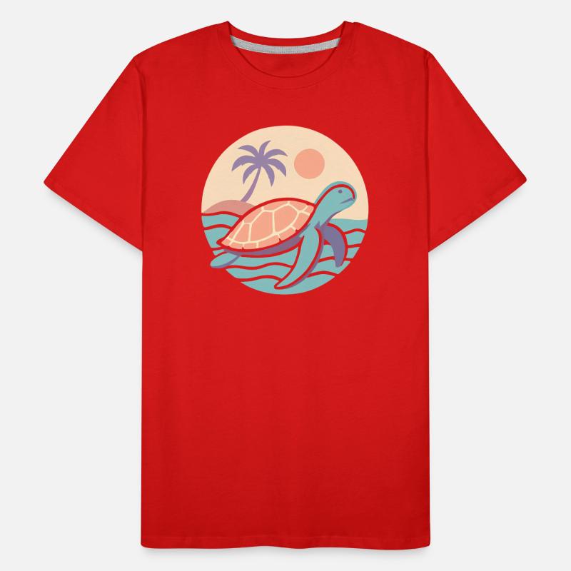 Retro turtle on the beach Men's Premium Organic T-Shirt