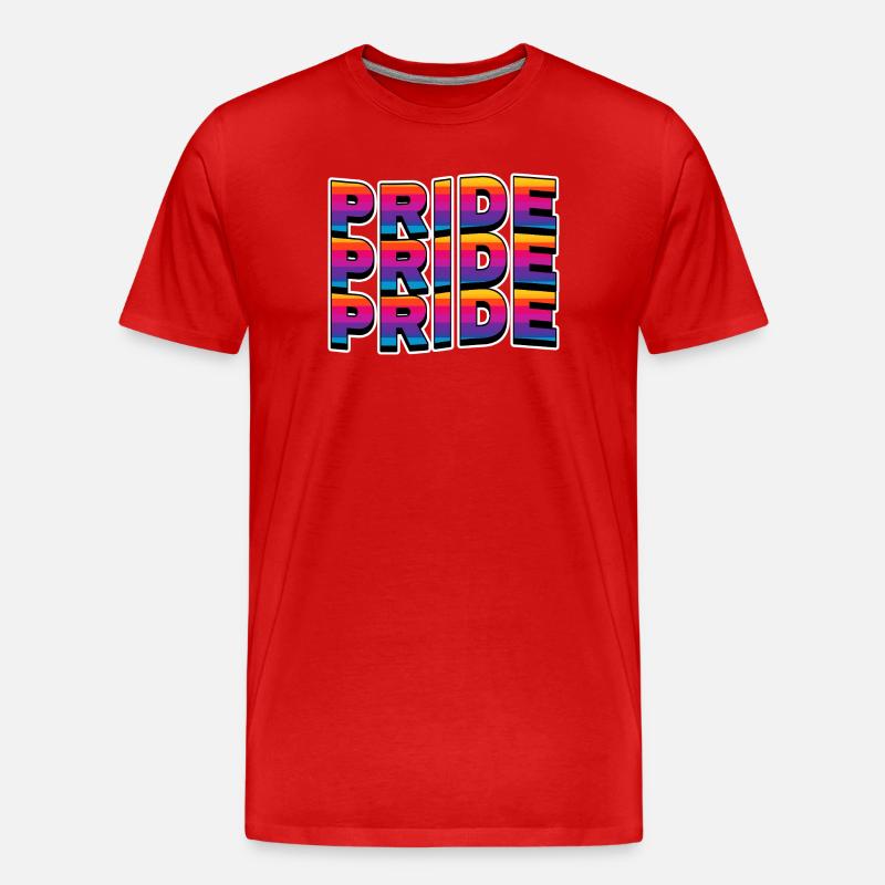 Pride Regenbogen Schriftzug - Männer Premium Bio T-Shirt - Rot
