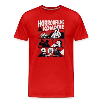 Horrorfilme und Komödie Nerd - Männer Premium Bio T-Shirt - Rot - Vorne - Damien (186cm)