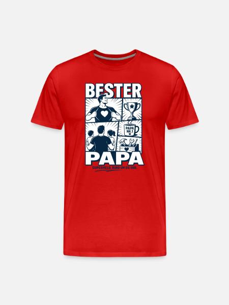 Bester Papa Superheld Design - Männer Premium Bio T-Shirt - Rot