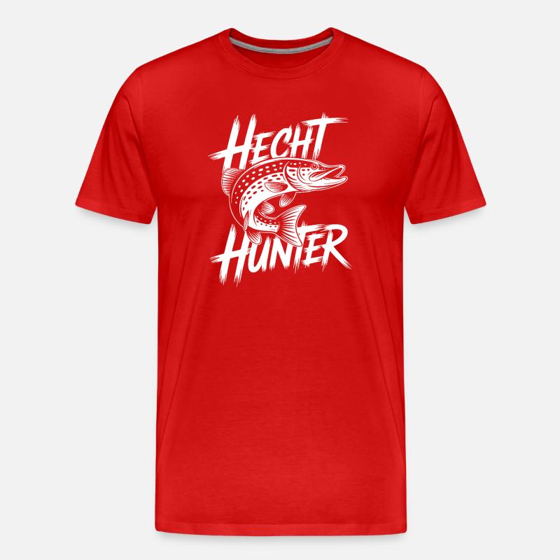 Hecht Angler - Männer Premium Bio T-Shirt - Rot