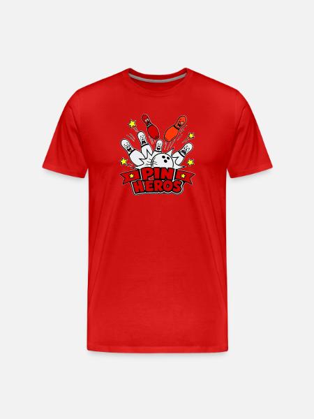 Pin Helden Cartoon-Bowling - Männer Premium Bio T-Shirt - Rot