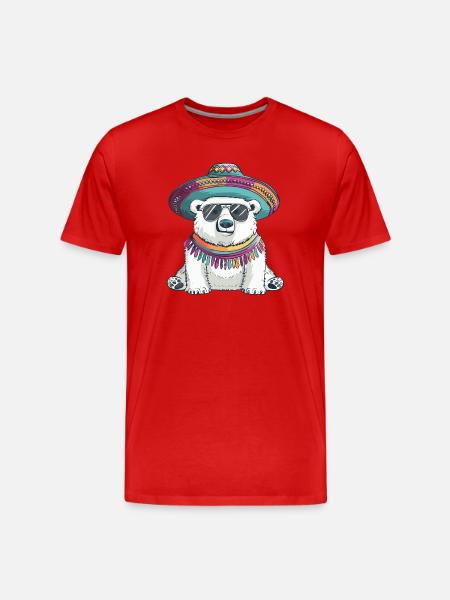 Polar Bear Funny Sombrero - Men's Premium Organic T-Shirt - red