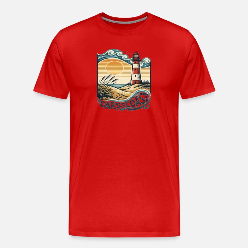 DarsCoast Lighthouse Coastal Wave - Men's Premium Organic T-Shirt - red