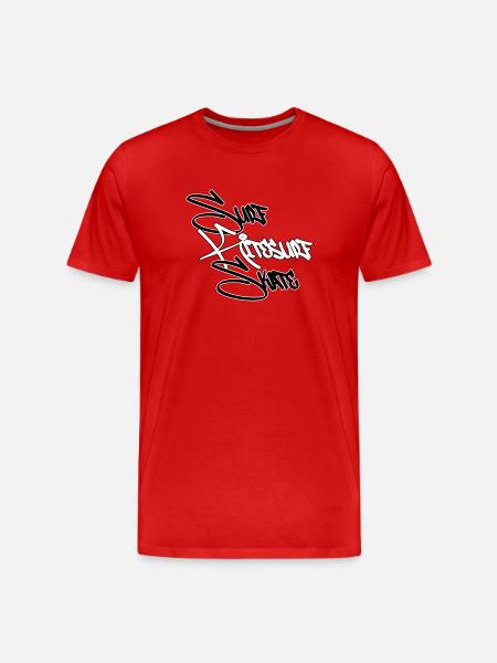 Graffiti Surf Script White - Men's Premium Organic T-Shirt - red