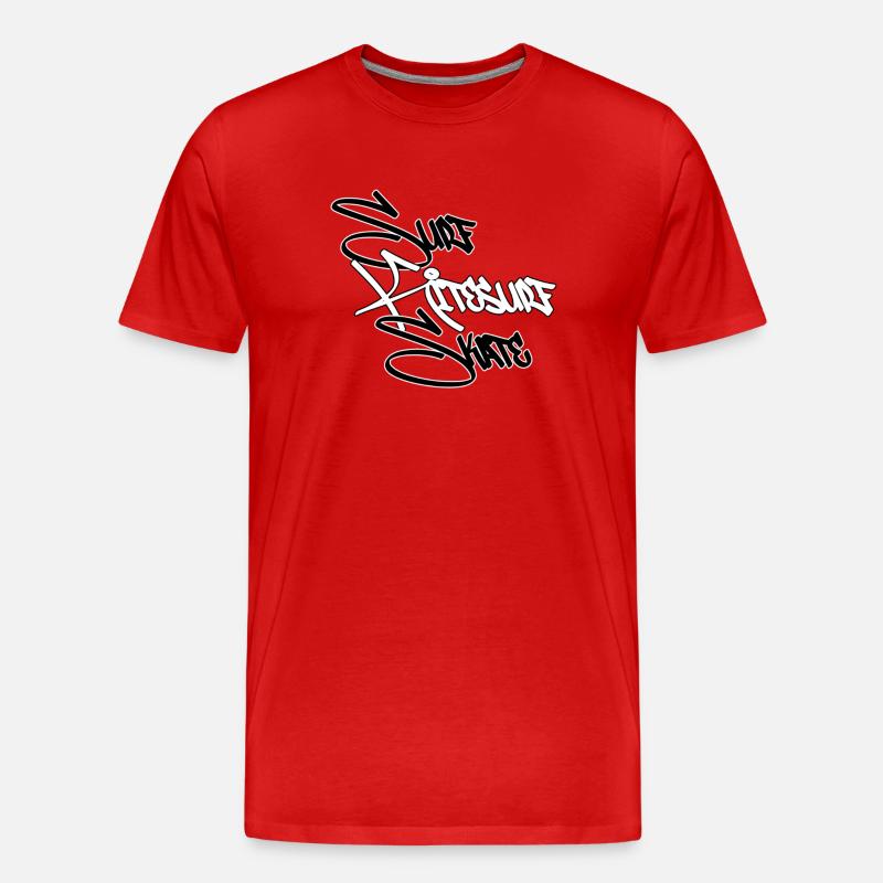 Graffiti Surf Script Blanc - T-shirt bio Premium Homme - rouge