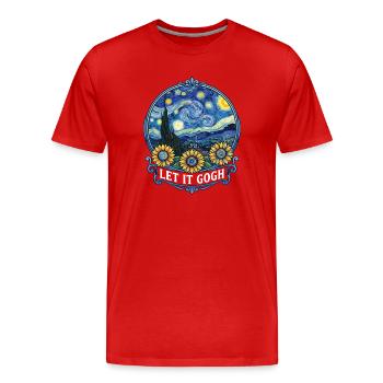 Let it Gogh Funny Vincent Van Gogh Starry Night - T-shirt bio Premium Homme - rouge - Devant - Damien (186cm)
