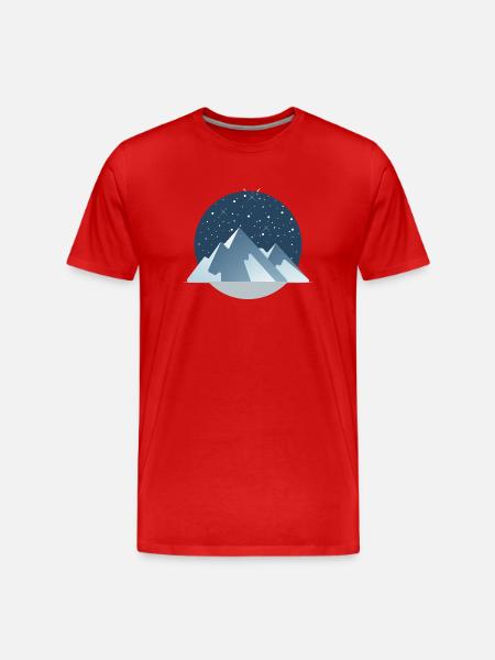 Starry Night Mountains – Winter Magic - Men's Premium Organic T-Shirt - red
