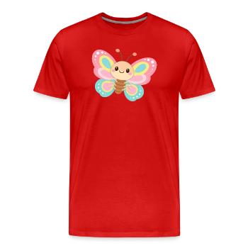 Papillon pastel - T-shirt bio Premium Homme - rouge - Devant - Damien (186cm)