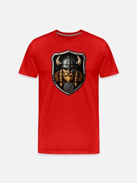 Viking Warrior with Shield - Men's Premium Organic T-Shirt - red