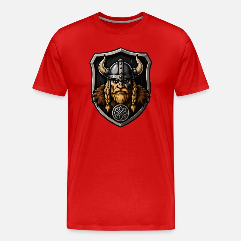 Viking Warrior with Shield - Men's Premium Organic T-Shirt - red