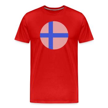 Runde finnische Flagge - Männer Premium Bio T-Shirt - Rot - Vorne - Damien (186cm)