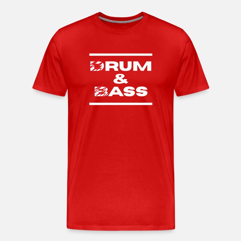 Drum & Bass / Rum & Ass (Weiße Buchstaben) - Männer Premium Bio T-Shirt - Rot