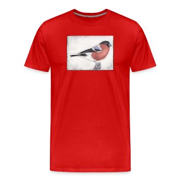Oiseau coloré de façon colorée - gabarit imprimé sculpté à la main - T-shirt bio Premium Homme - rouge - Devant - Damien (186cm)