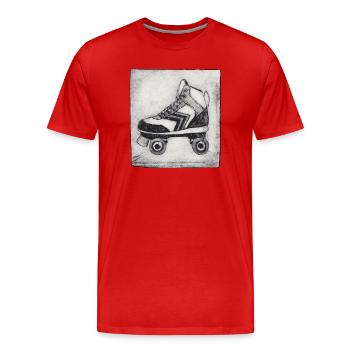 Roller Roller Retro - Sculpté à la main imprimable - T-shirt bio Premium Homme - rouge - Devant - Damien (186cm)