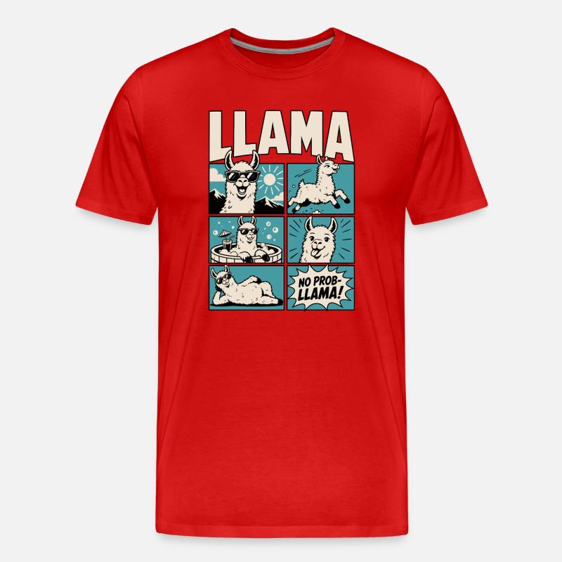 Chill Llama Comic Design - Men's Premium Organic T-Shirt - red