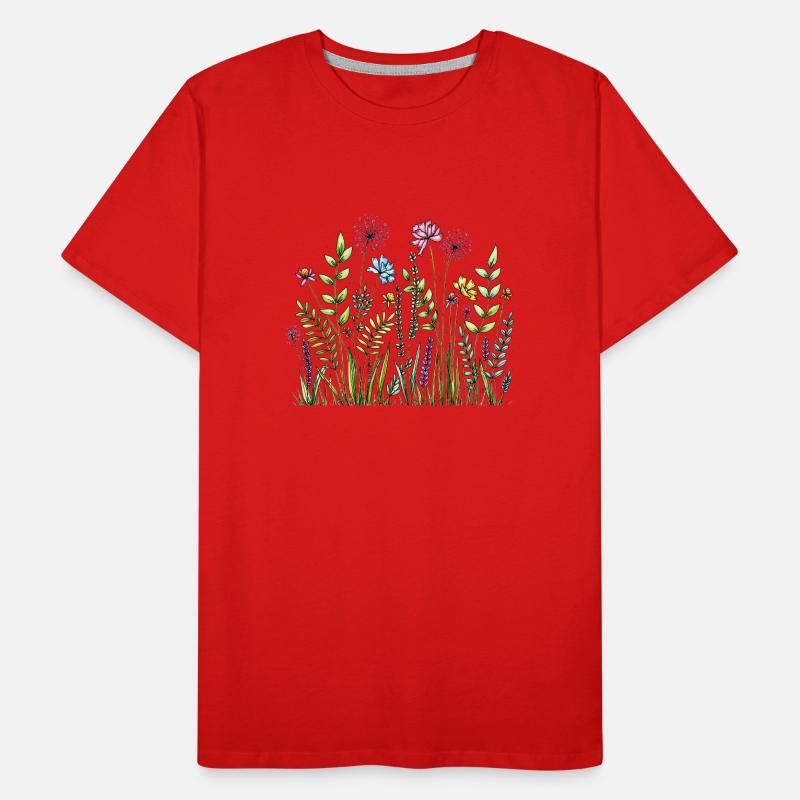 Wildflower Meadow Sketch Men's Premium Organic T-Shirt