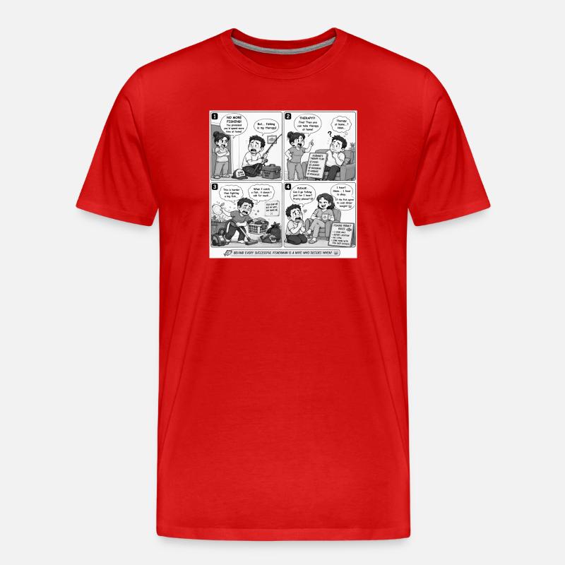 Fishing Therapy: A Comic Dilemma - Men's Premium Organic T-Shirt - red