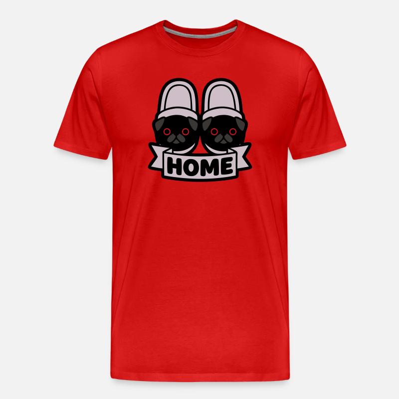 Mops Hausschuhe Home Banner - Männer Premium Bio T-Shirt - Rot
