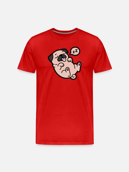 Sleeping Pug Dog Loafer - Men's Premium Organic T-Shirt - red