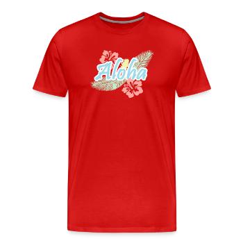 Aloha Tropical Summer Flowers - Men's Premium Organic T-Shirt - red - Front - Damien (186cm)