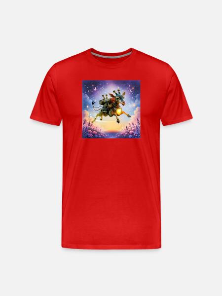 Rocket giraffe with heart - Men's Premium Organic T-Shirt - red