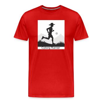 Cyborg Runner - Men's Premium Organic T-Shirt - red - Front - Damien (186cm)