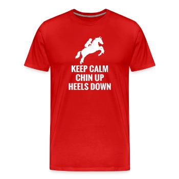 Reste calme menton levé Talons baissés - T-shirt bio Premium Homme - rouge - Devant - Damien (186cm)