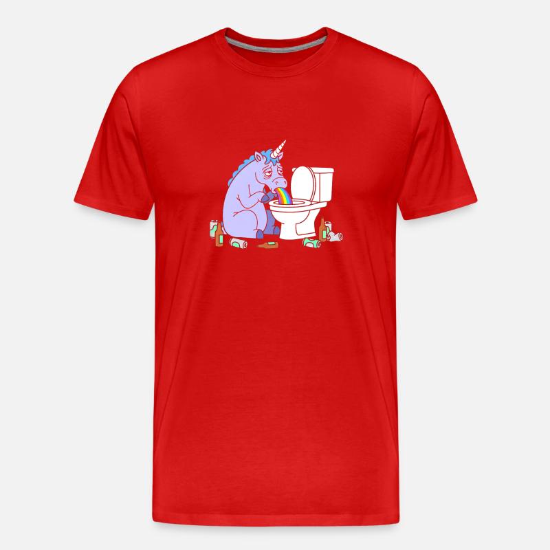 Klo Regenbogen Einhorn - Männer Premium Bio T-Shirt - Rot