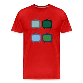 fernseher_4fach_bunt - Men's Premium Organic T-Shirt - red - Front - Damien (186cm)
