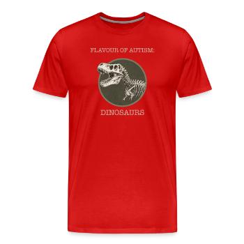 Geschmack von Autismus: Dinousaurier - Männer Premium Bio T-Shirt - Rot - Vorne - Damien (186cm)