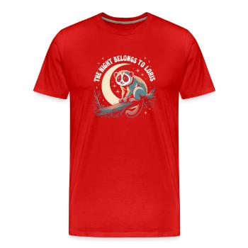 Die Nacht gehört Loris | Plumplori - Männer Premium Bio T-Shirt - Rot - Vorne - Damien (186cm)