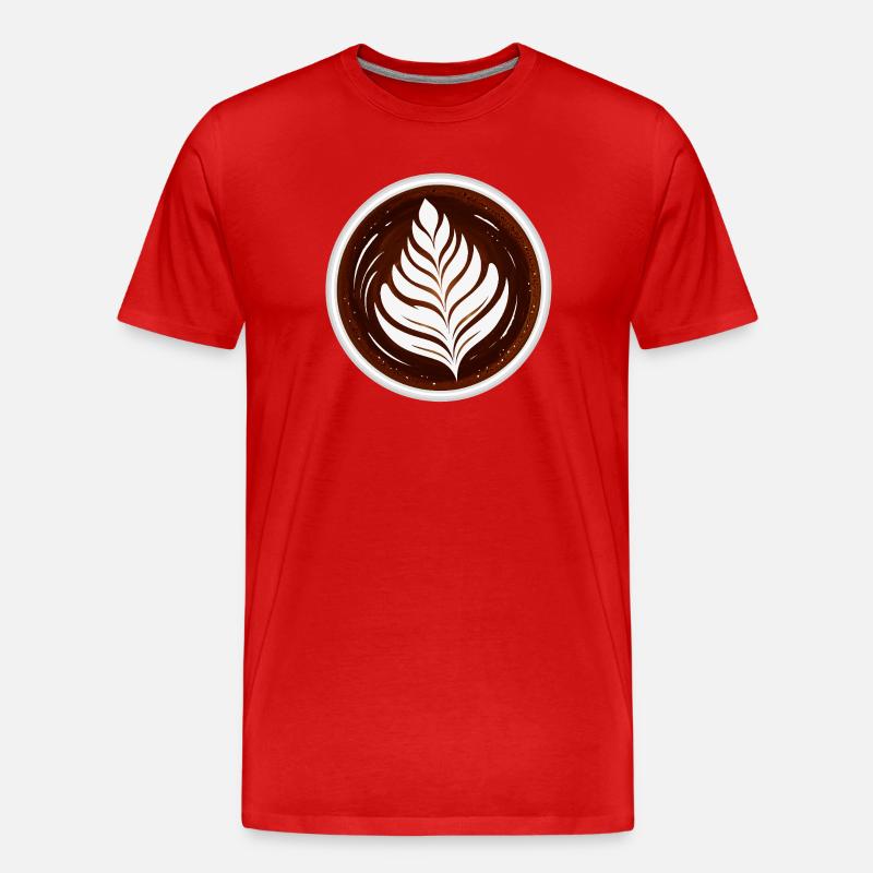 Latte Art Leaf Cappuccino Design - T-shirt bio Premium Homme - rouge