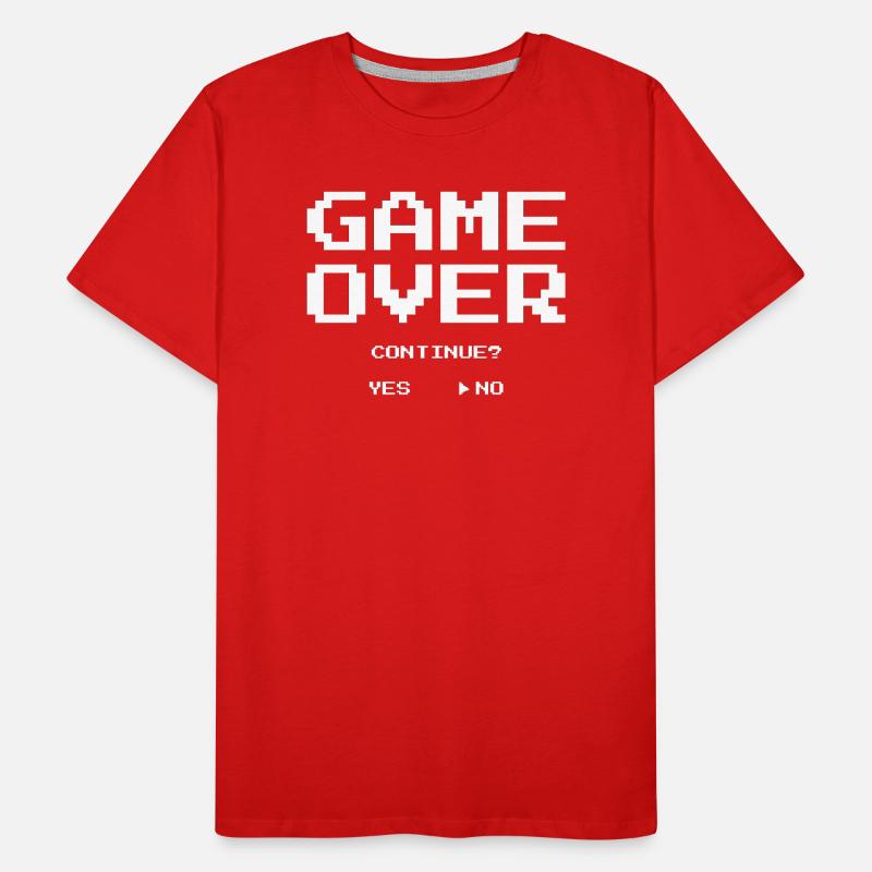 Game Over Continue? Yes No – Funny Gamer Tee T-shirt bio Premium Homme