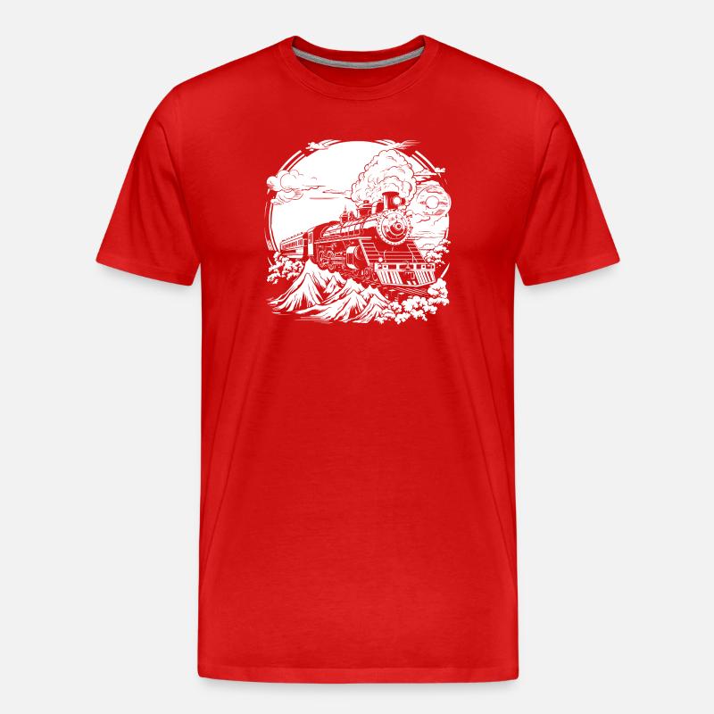 Eisenbahn - Männer Premium Bio T-Shirt - Rot