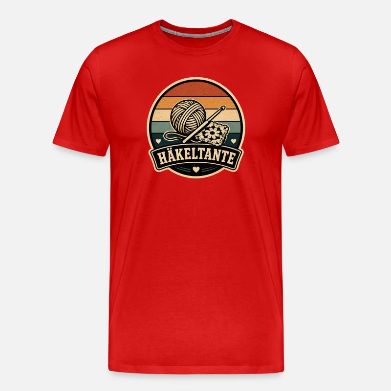 Häkeltante Retro - Männer Premium Bio T-Shirt - Rot