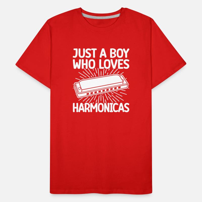 Harmonica Musican Just A Boy Who Love Harmonica T-shirt bio Premium Homme
