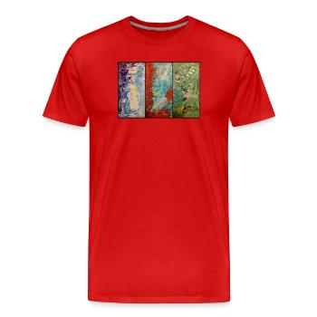 Flux de couleur triptyque - T-shirt bio Premium Homme - rouge - Devant - Damien (186cm)