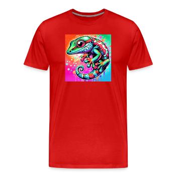Gecko - Männer Premium Bio T-Shirt - Rot - Vorne - Damien (186cm)