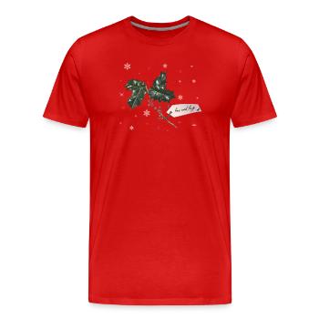 Dressez du houx de Noël avec des baies rouges - T-shirt bio Premium Homme - rouge - Devant - Damien (186cm)