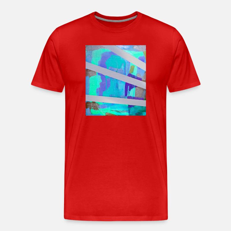 Neon Abstrakte Streifen Kollage - Männer Premium Bio T-Shirt - Rot