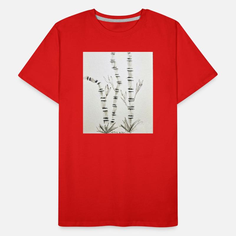 Bamboo Drawing in Ink Style Men's Premium Organic T-Shirt