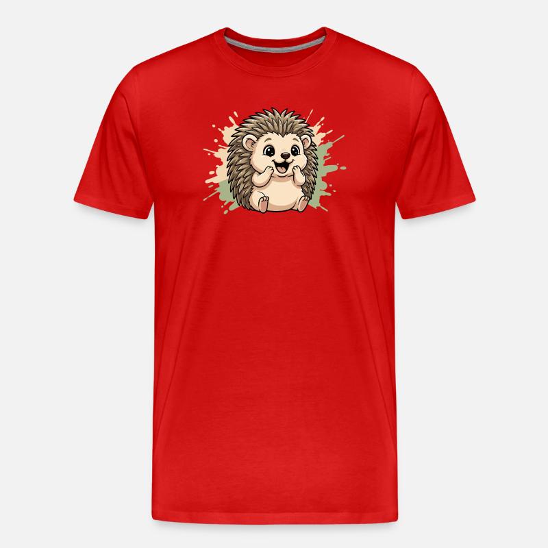 Kuscheliger Igel auf Pastellspritz - Männer Premium Bio T-Shirt - Rot