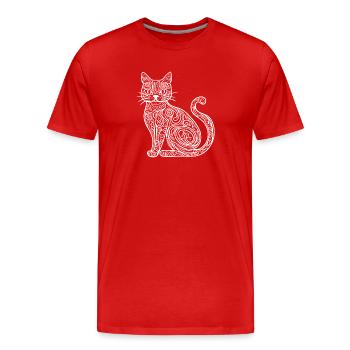 Cat Sketch - Men's Premium Organic T-Shirt - red - Front - Damien (186cm)